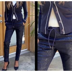 Flog Bevy Flog Shely Drawstring Python Snake Print Navy Pull On Pants Women's 27